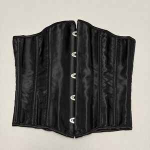 Black Lace Up Boned Corset XS Renaissance Victorian Vamp Gothic Fairy Grunge